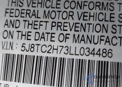 2020 Acura Rdx Advance Package from USA, damaged, VIN 5J8TC2H73LL034486